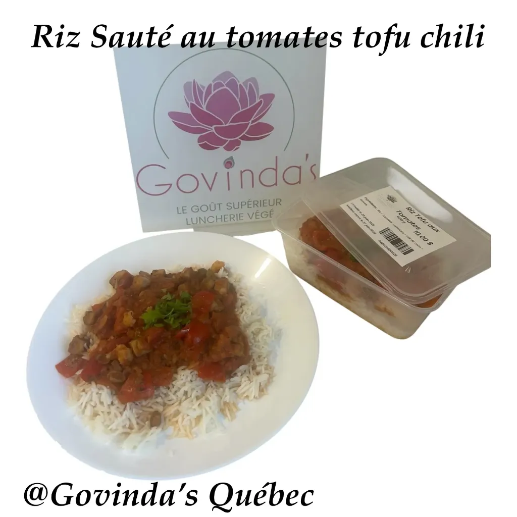 Repas à emporter Riz, Tofu & crème de coco aux tomates